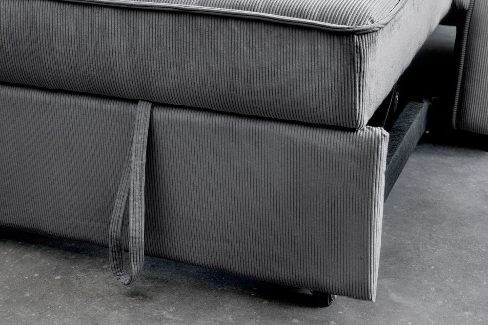 Ausziehbares Schlafsofa SMART 180cm grau Cord 2-Sitzer Couch mit Nosagfederung