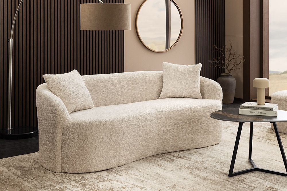 Extravagantes Sofa ELEMENTAL 180cm champagner beige Feinstrick Bouclé 2-Sitzer