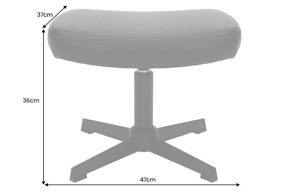 Design Hocker VOGUE 45cm schwarz Kunstleder drehbar Metallbeine Fußhocker