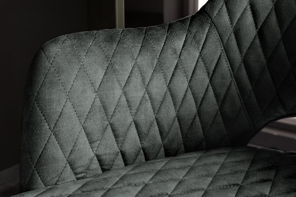 Design Barhocker PARIS grün Samt mit Lehne Metall schwarz gold Ziersteppung