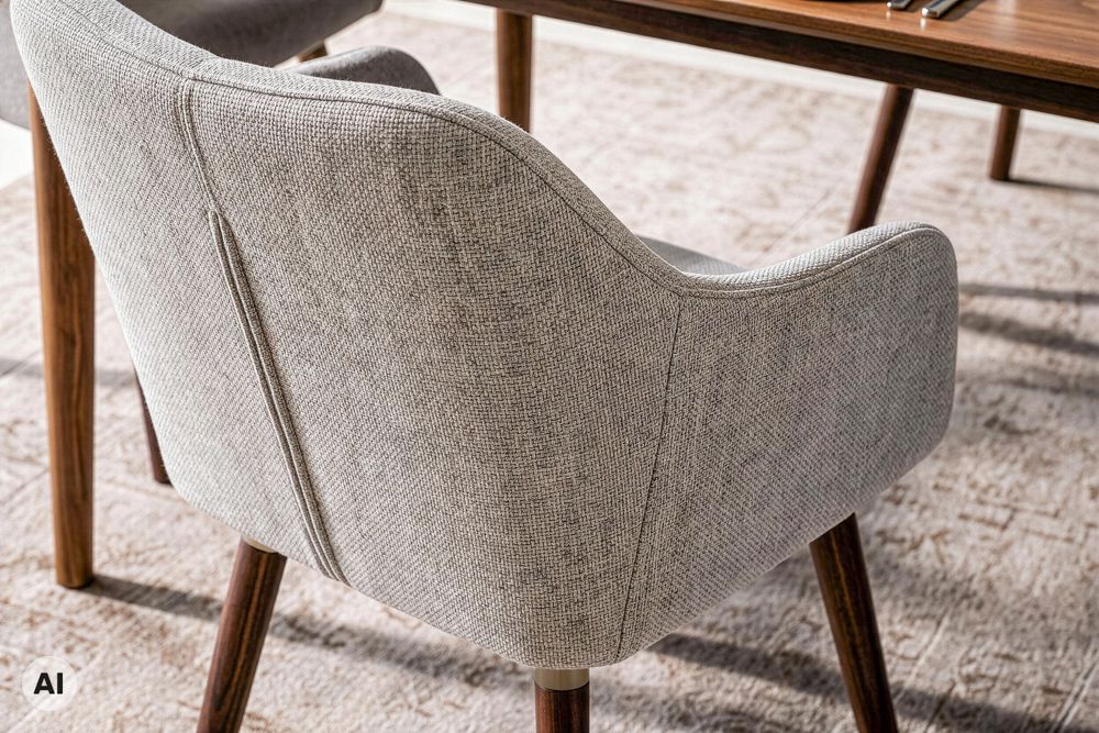 Nordischer Stuhl SCANDINAVIA MEISTERSTÜCK taupe braun Strukturstoff Massivholzbeine