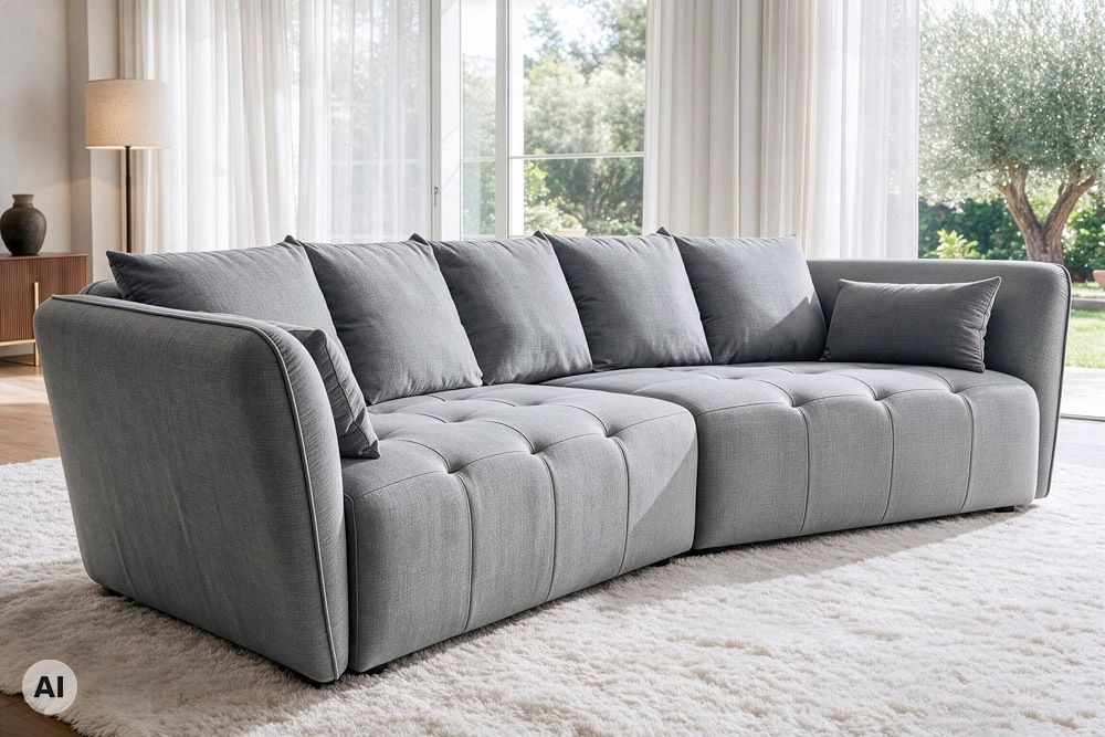 Modernes Big Sofa ROYAL 295cm grau Veloursstoff Federkern XXL-Couch