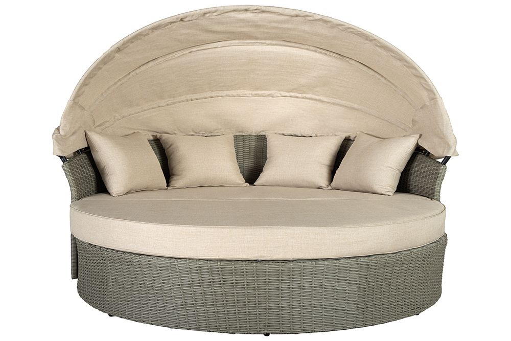 Outdoor Sonneninsel PLAYA LIVING 165cm natur Polyrattan inklusive Kissen Aluminium wetterfest