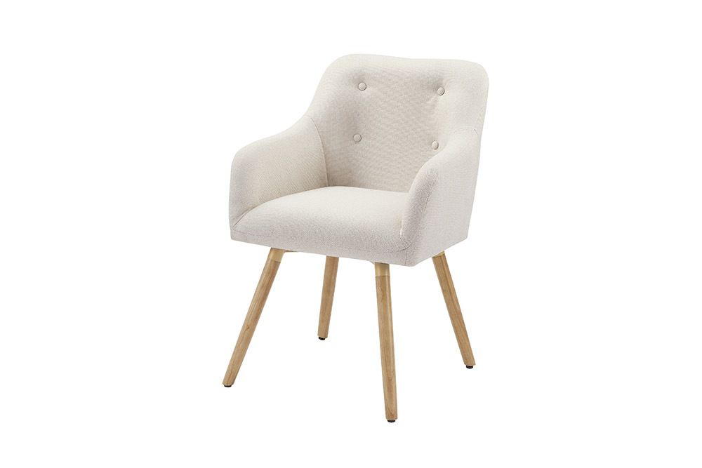 Nordischer Stuhl SCANDINAVIA MEISTERSTÜCK beige natur Strukturstoff Massivholzbeine