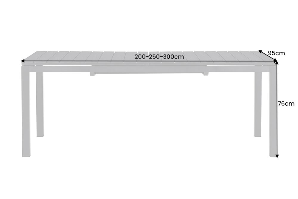 Ausziehbarer Gartentisch DESIGNO 200-250-300cm grau Aluminium In- und Outdoor Esstisch