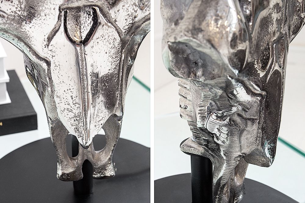 Extravagante Tischlampe EL TORO 68cm schwarz Stierkopf Tischleuchte