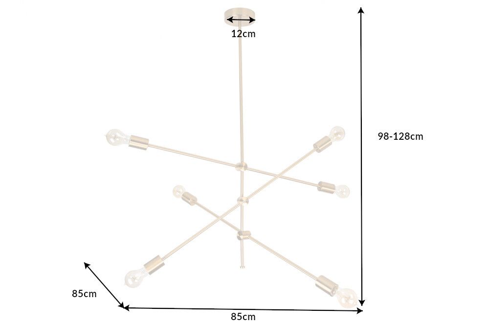 Elegante Hängelampe VARIATION 128cm gold mit sechs schwenkbaren Leuchten