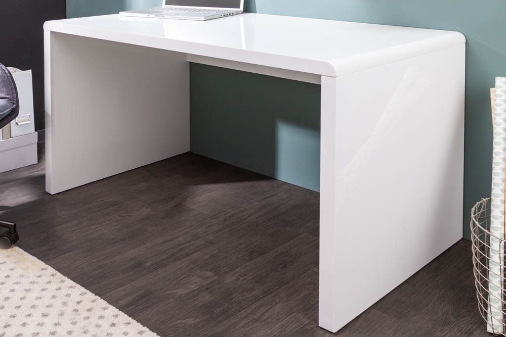 Design Schreibtisch FAST TRADE 120cm weiß Hochglanz Bürotisch
