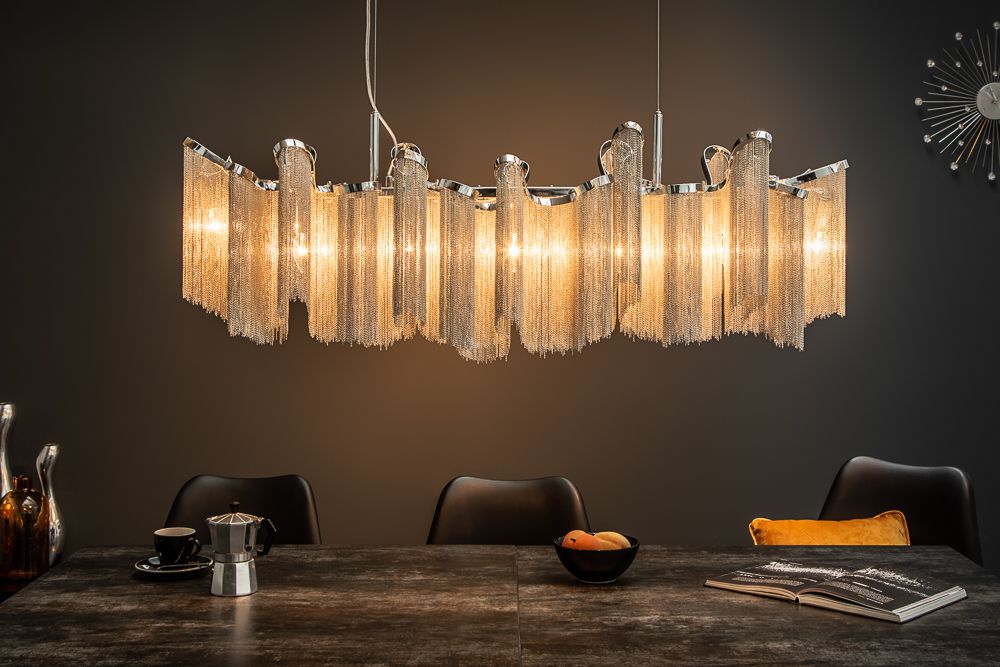 Extravagante Hängeleuchte ROYAL 120cm silber Hängelampe