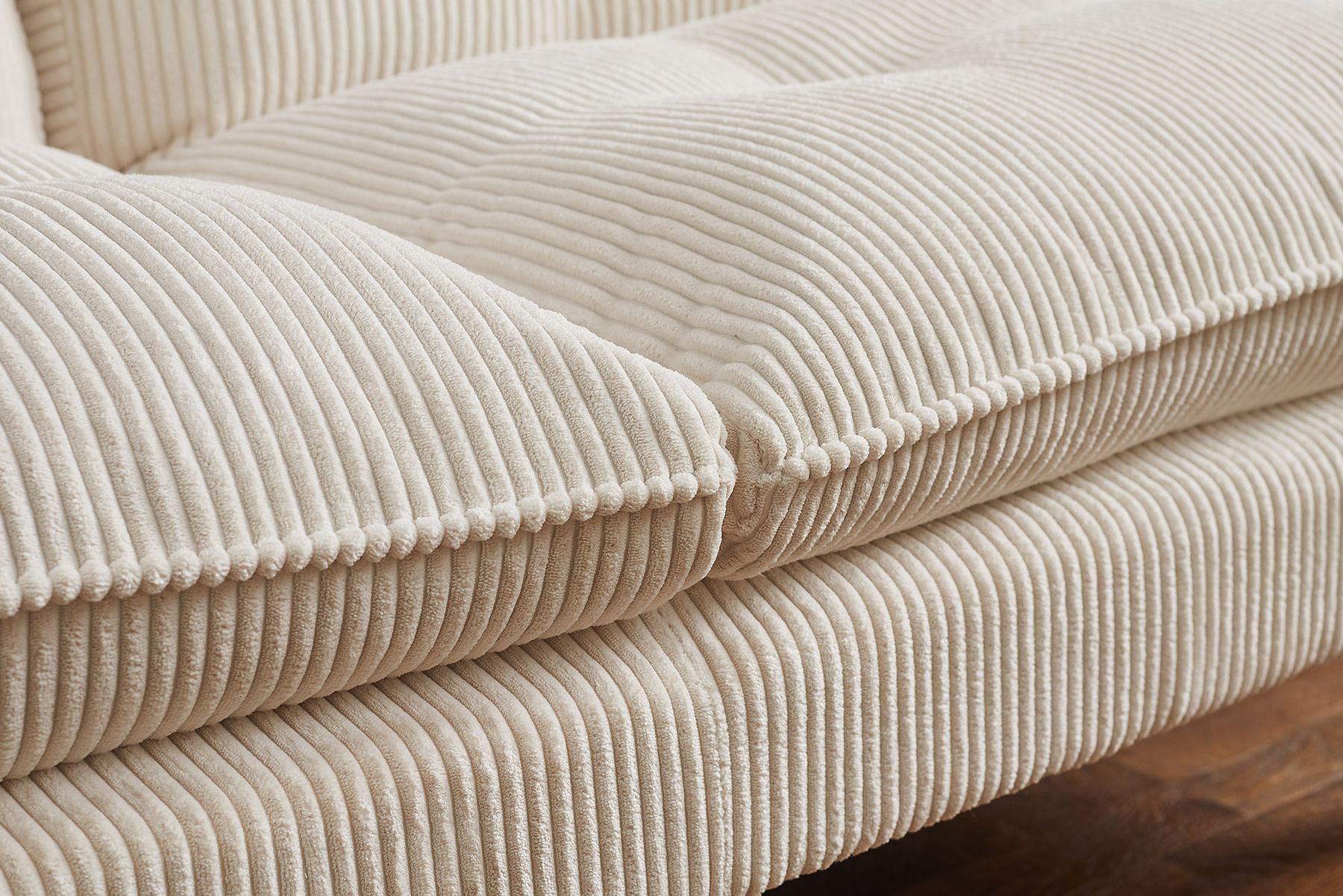 Modernes Schlafsofa COCOONING 190cm beige Cord 3-Sitzer Couch