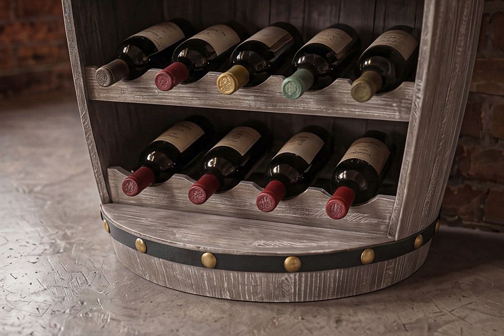 Authentisches Weinregal BODEGA 80cm natur Pinie Weinfass Shabby Chic