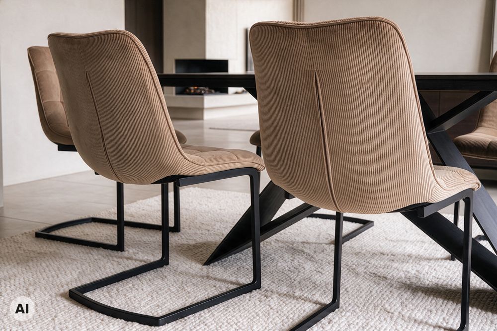 Freischwinger Stuhl MIAMI taupe Cord matt schwarz Metallgestell