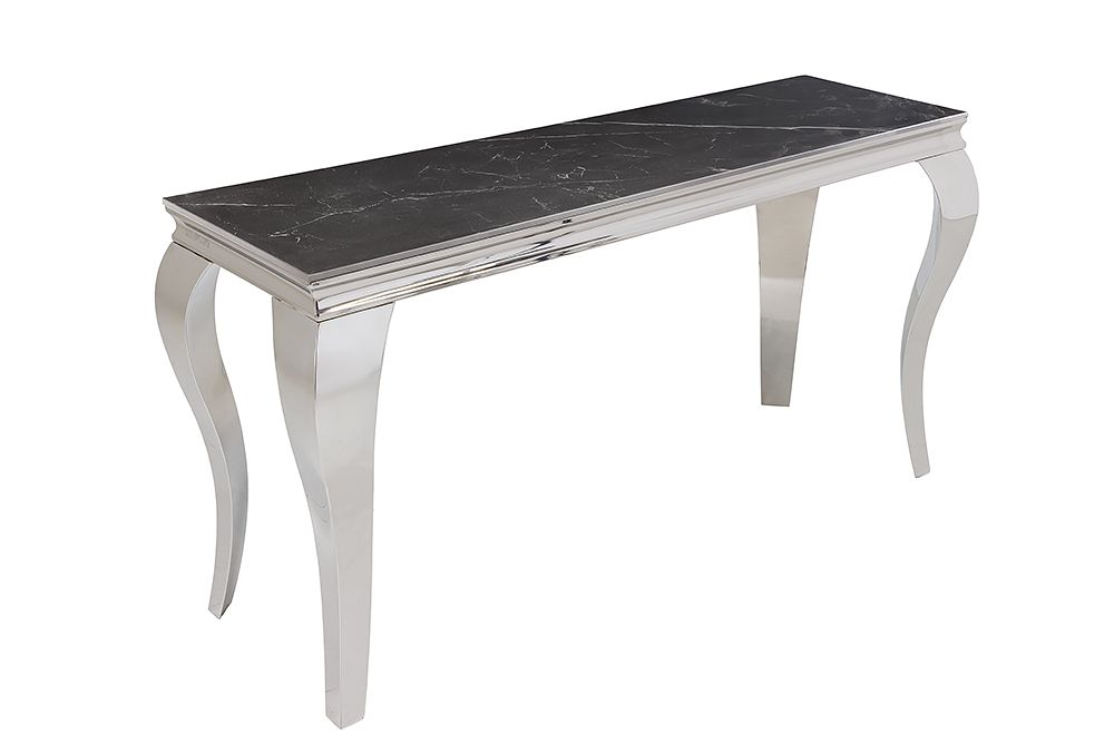 Design Konsolentisch MODERN BAROCK 140cm schwarz anthrazit chrom Keramik Marmor