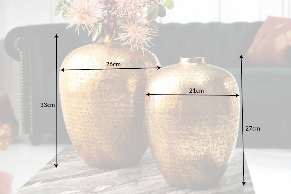 Elegantes Vasen 2er Set ORIENTAL 33cm gold in Handarbeit verziert