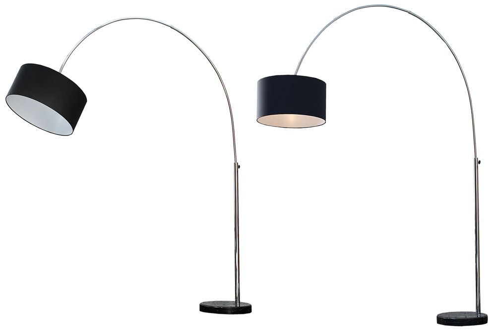 Ausziehbare Bogenlampe LOUNGE DEAL 170-200cm schwarz Leinenschirm Stehlampe