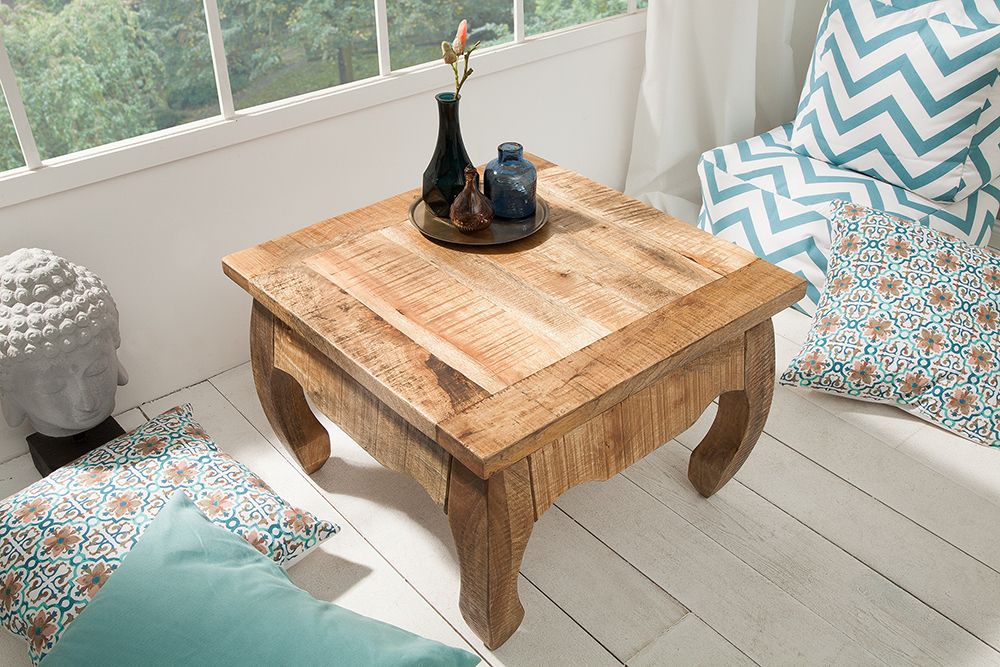 Massiver Couchtisch OPIUM ANTIQUE 60cm natur Mangoholz Beistelltisch