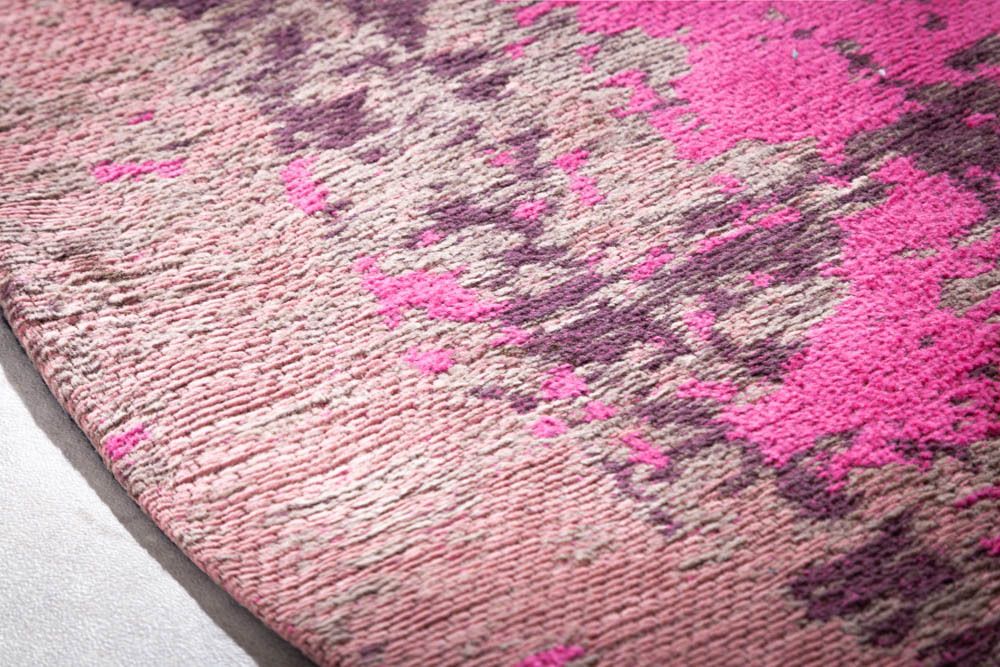 Vintage Teppich MODERN ART 150cm beige pink verwaschen rund Used Look