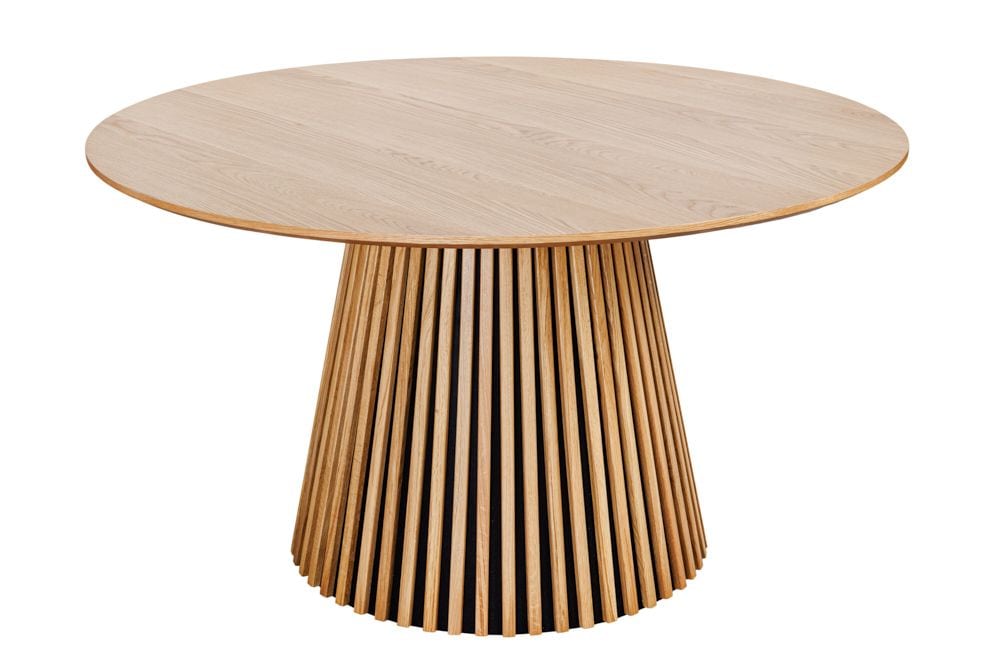 Runder Esstisch VALHALLA WOOD 140cm natur Eichenholz Säulenfuß