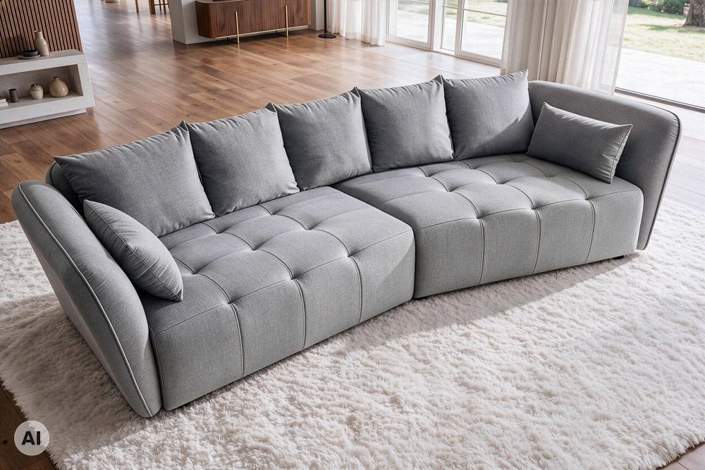 Modernes Big Sofa ROYAL 295cm grau Veloursstoff Federkern XXL-Couch