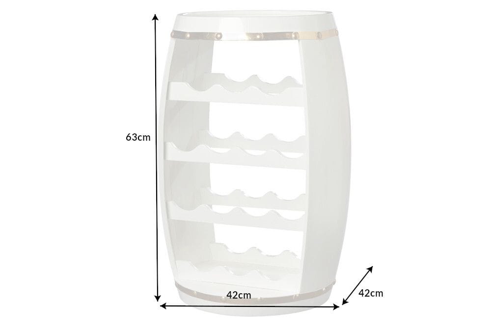 Design Weinfass BODEGA WHITE 65cm weiß gold Pinie Flaschenregal 14 Flaschen