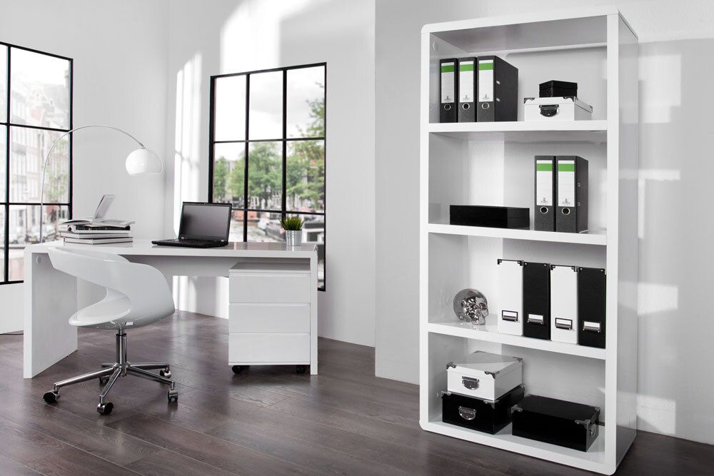 Design Schreibtisch FAST TRADE 160cm weiß Hochglanz Computertisch