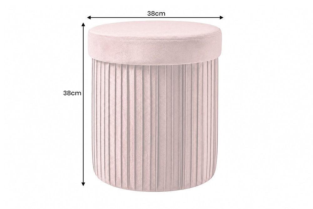 Runder Hocker ÉLAN 40cm rosa Samt faltbar mit Stauraum