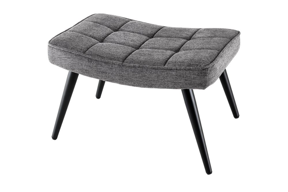 Moderner Hocker SCANDINAVIA grau Strukturstoff Metallbeine Fußhocker