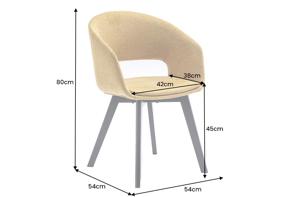 Design Stuhl NORDIC STAR senfgelb Strukturstoff Massivholz schwarz mit Armlehne gepolstert