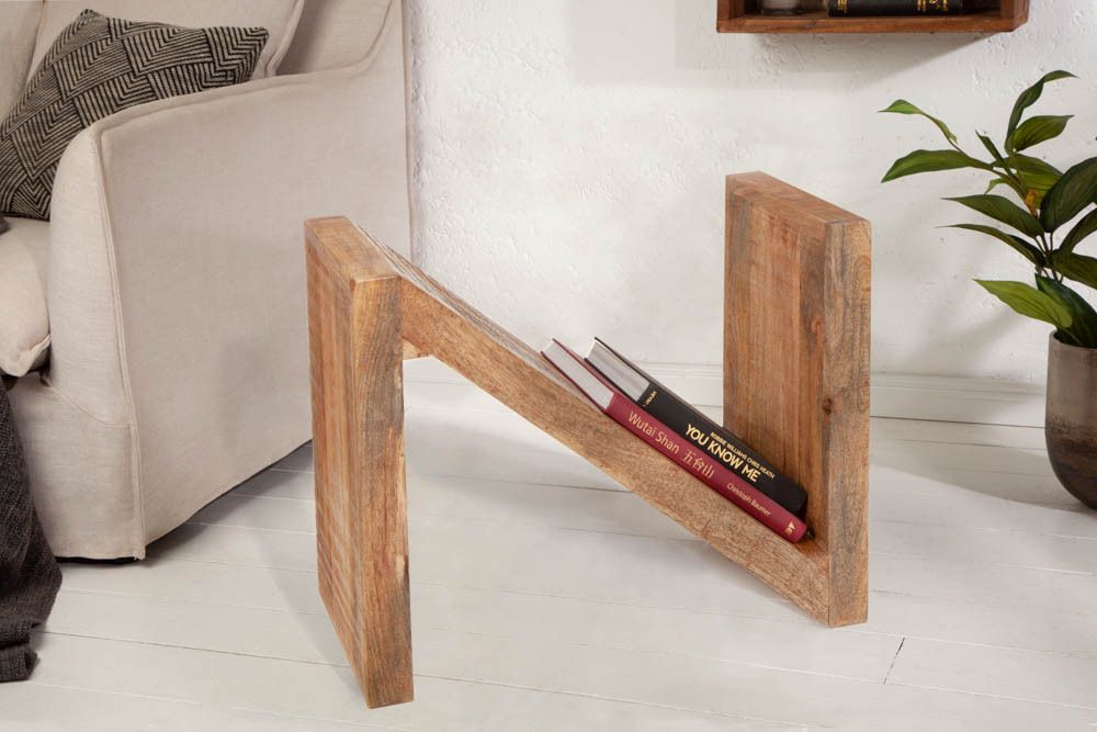 Massiver Beistelltisch Z 45cm Mangoholz Z-Form in Handarbeit gefertigt