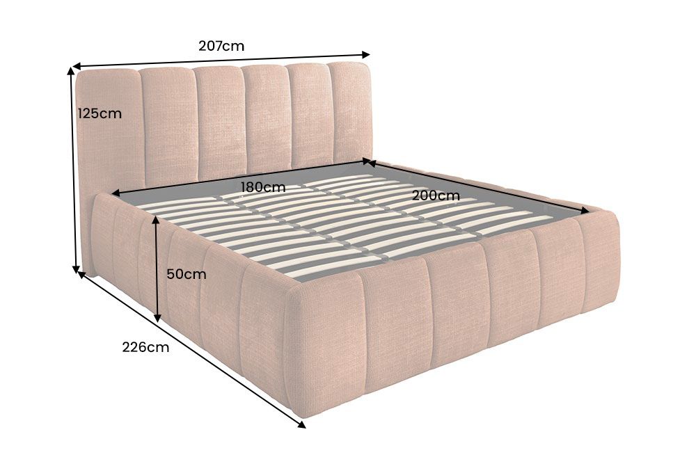 Design Boxbett ADLON 180x200cm rostbraun Chenille Cremona mit Stauraum und Lattenrost