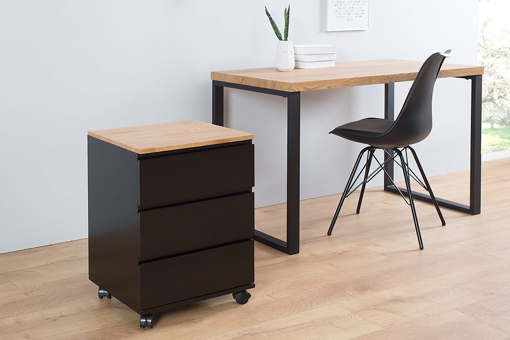 Moderner Rollcontainer BIG DEAL 46cm edelmatt schwarz Eiche