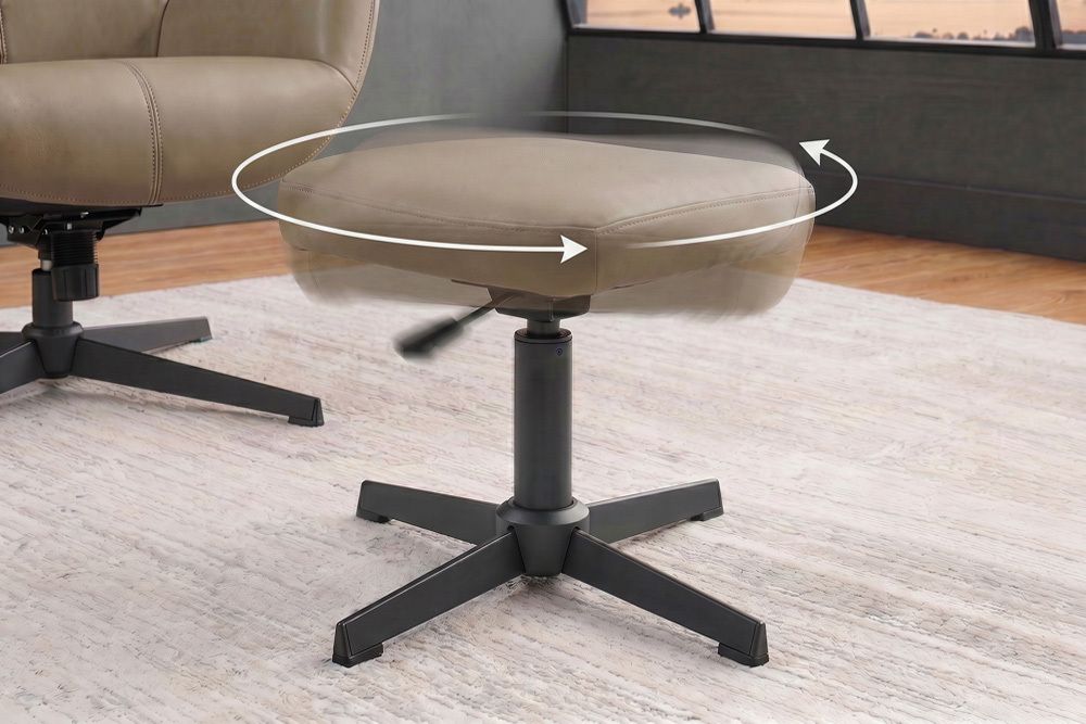 Design Hocker VOGUE 45cm taupe Kunstleder drehbar Metallbeine Fußhocker