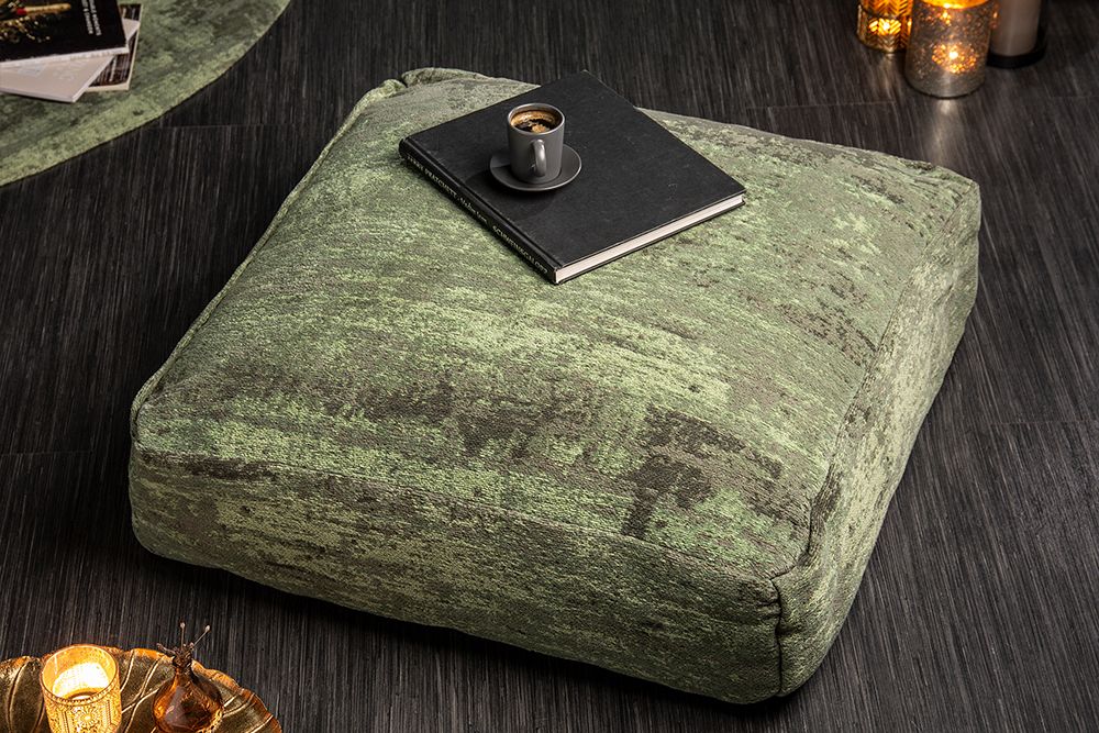 Design Bodenkissen XL MODERN ART 70cm grün abstraktes Muster Sitzpouf