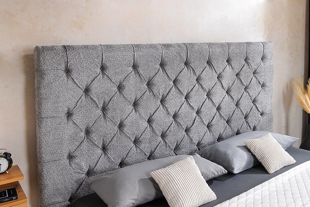 Design Boxbett PARIS 180x200 cm grau Bouclé Chesterfield