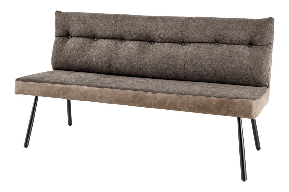 Moderne Sitzbank BIG GEORGE 160cm taupe Flachgewebe Taschenfederkern schwarz