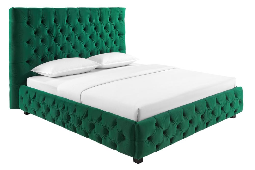 Design Boxbett PARIS 180x200cm dunkelgrün Samt Chesterfield Doppelbett