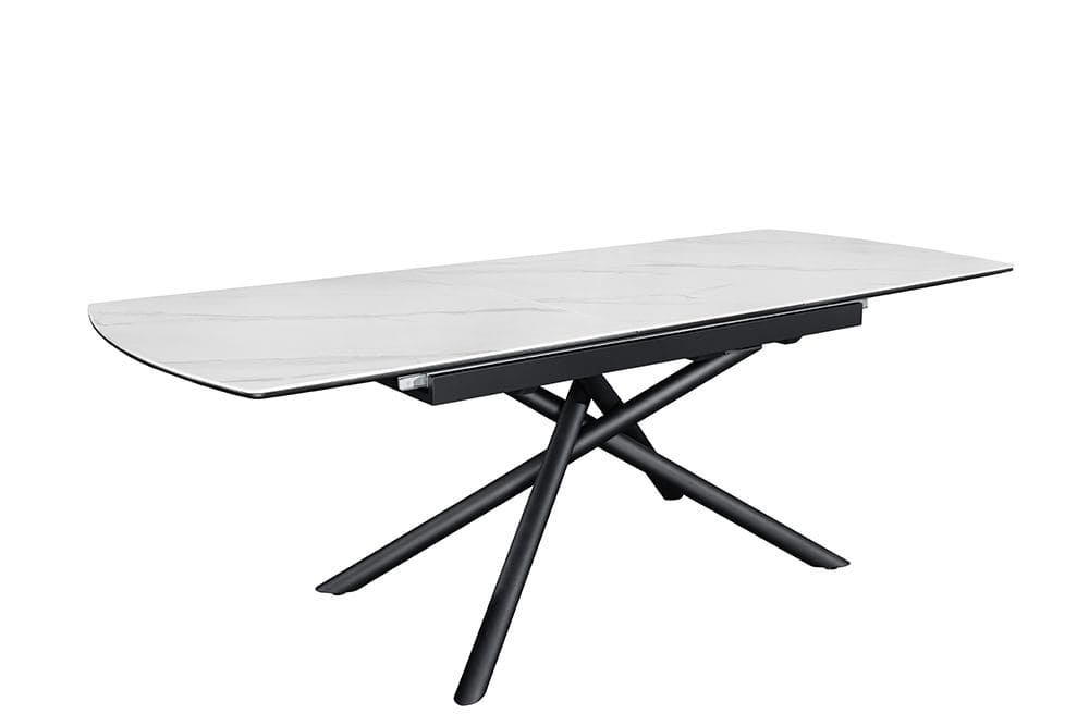 Ausziehbarer Esstisch MIKADO 180-230cm weiß Keramik schwarz Sterngestell