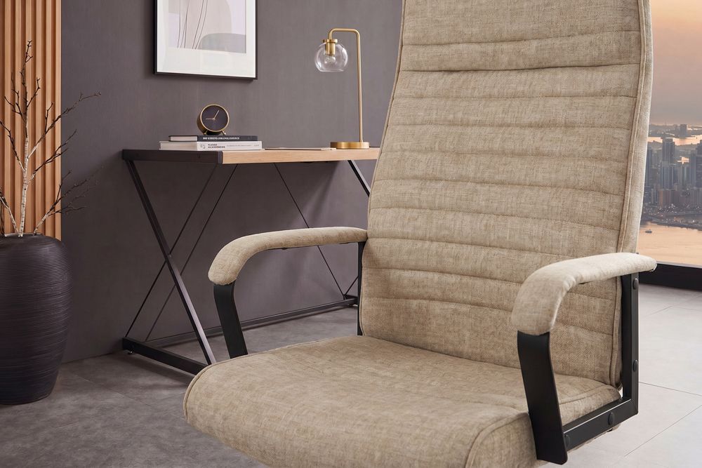 Höhenverstellbarer Bürostuhl LAZIO beige Vogue Velours Samt drehbar mit Rollen
