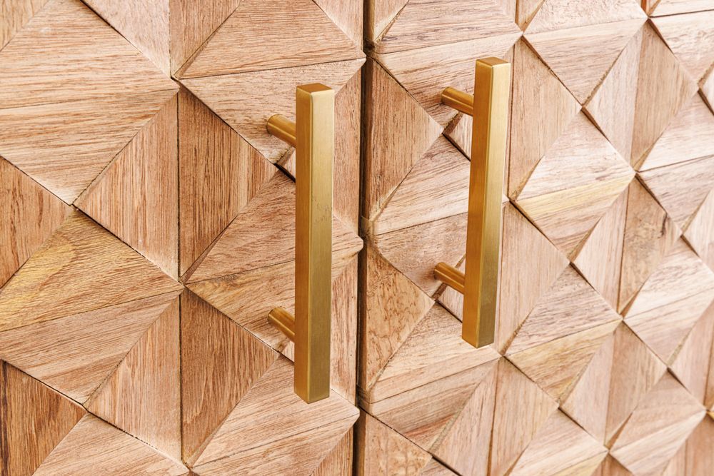 Design Barschrank BODEGA 120cm natur Pinienholz mit 3D-Front und Flaschenregal