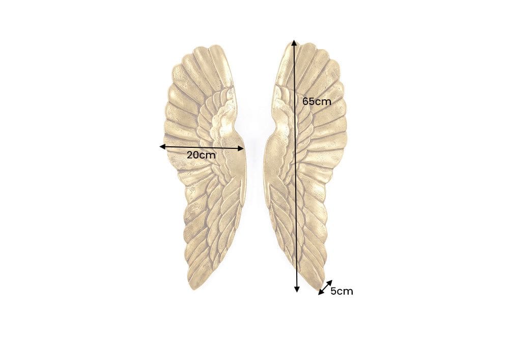 Große Wanddekoration FALLEN ANGEL 65cm antik goldene Engelsflügel