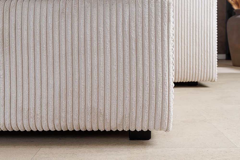 Design Ecksofa ATMOSPHERE XL 245cm champagner beige Cord Federkern inkl. Kissen