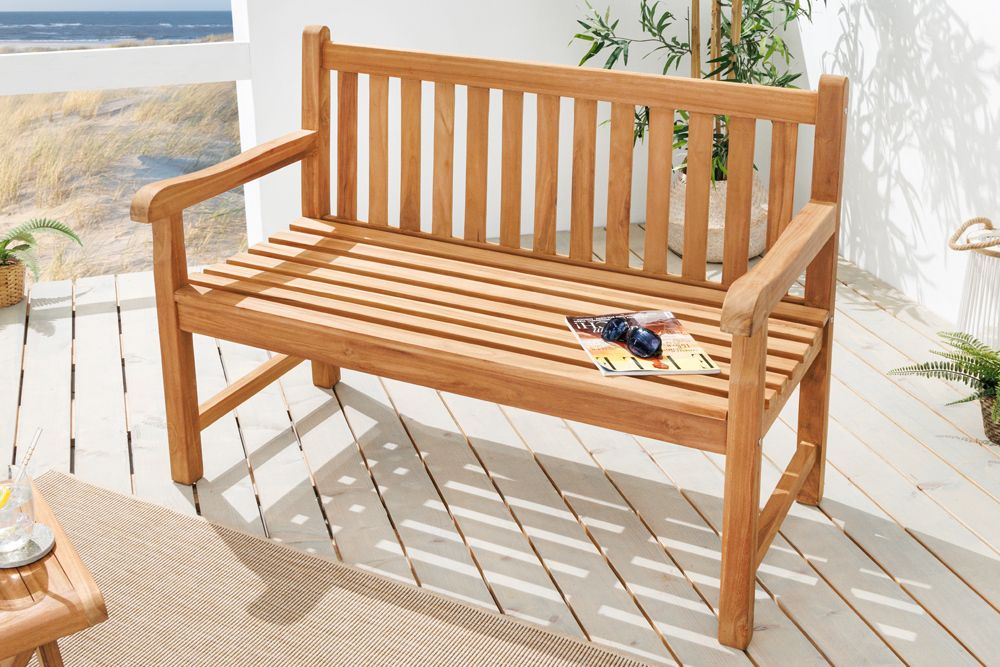 Outdoor Gartenbank EMPIRE TEAK 120cm natur Massivholz