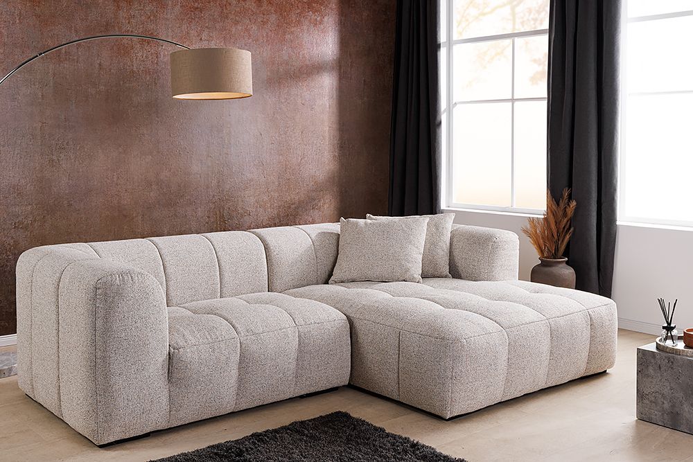 Modernes Ecksofa ZERO GRAVITY 240cm graphit beige Strukturstoff 3-Sitzer Couch