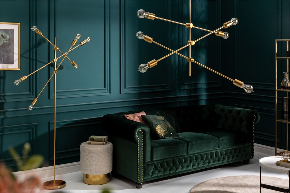 Elegante Hängelampe VARIATION 128cm gold mit sechs schwenkbaren Leuchten