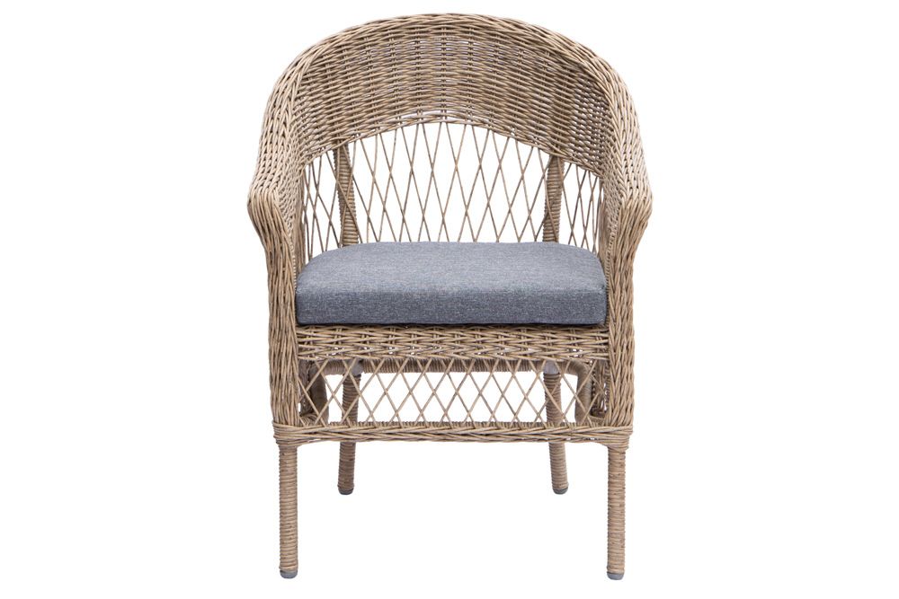 In- und Outdoor Garten-Set ELYSEE natur grau Polyrattan Aluminium inkl. Tisch Kissen