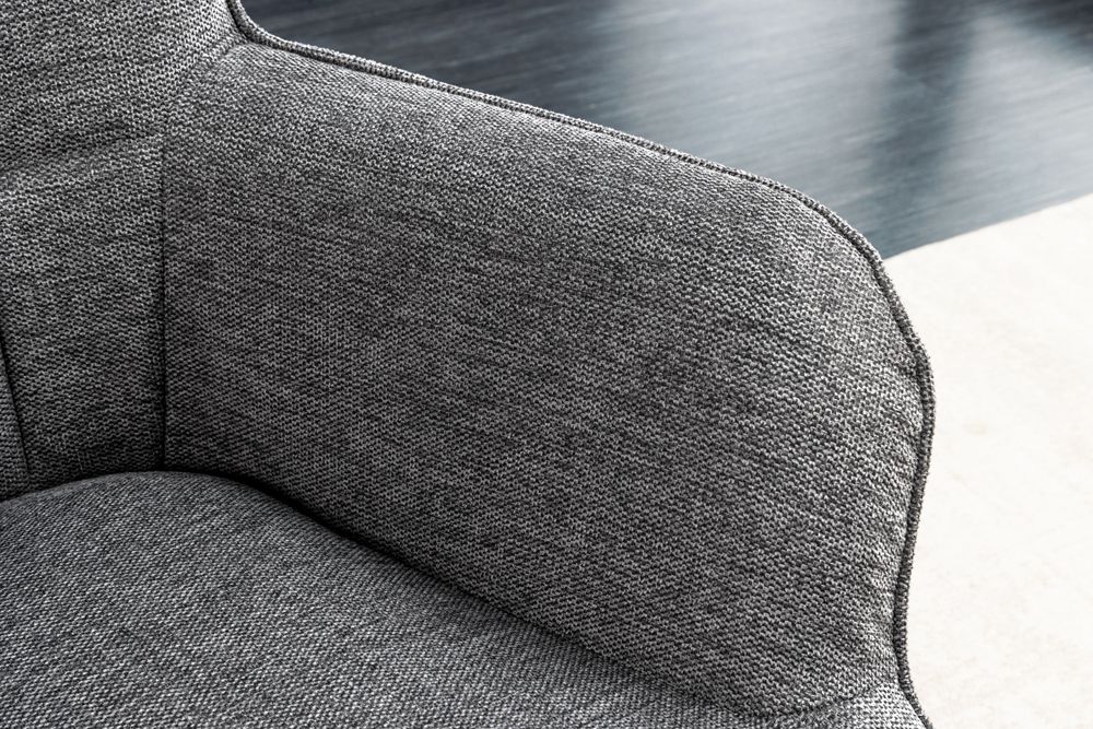 Moderner Sessel SCANDINAVIA grau Strukturstoff schwarze Metallbeine mit Armlehnen