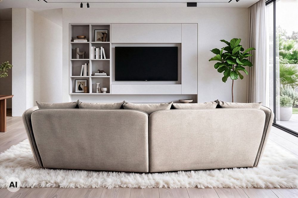Modernes Big Sofa ROYAL 295cm greige Veloursstoff Federkern XXL-Couch