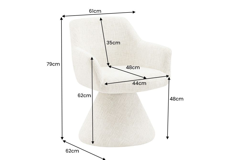 Drehbarer Stuhl AMBIENTO grau Chenille 180° mit Auto-Return Polsterstuhl