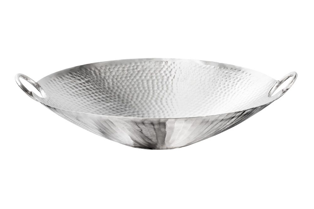 Handgearbeitete Deko Schale ORIENT 55cm silber Metall Hammerschlag Design