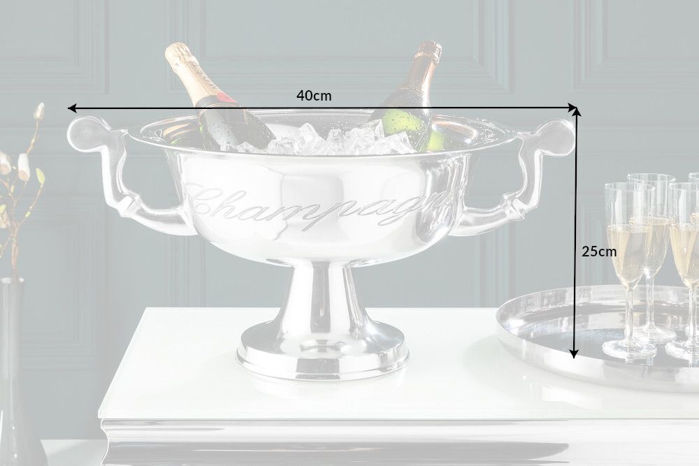 Eleganter Design Sektkühler CHAMPAGNE 40cm silber poliert Flaschenkühler